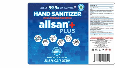 1000 mL (Allsan Plus Gel Antibacterial 1l Distribuidora Y Comercializadora Agbhal)
